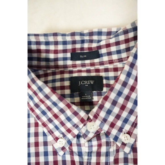 J‎ Crew Button Down Slim Shirt Men Large Plaid Long Sleeve %100 Cotton - Picture 4 of 9